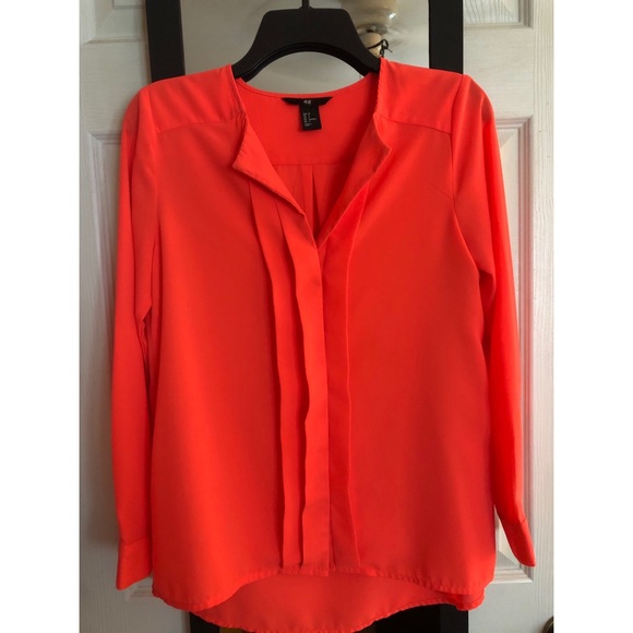 Neon Orange H&M Button Up Blouse - Picture 1 of 7